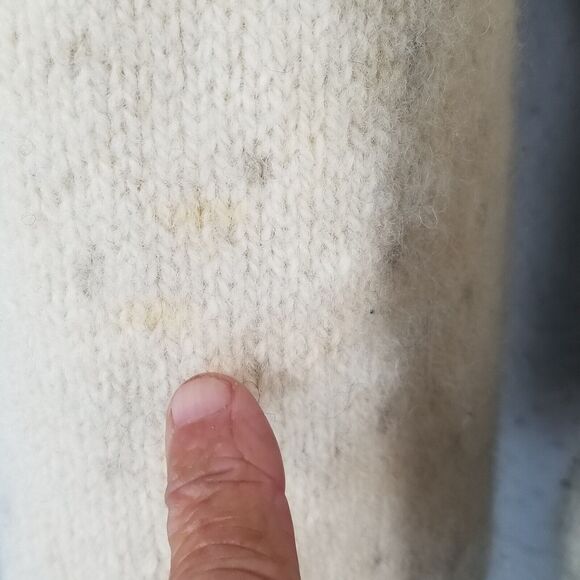 L L Bean sweater mens large White Gray Brown Wool Silk Crew Neck Winter FLAWED - Picture 4 of 15